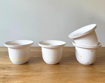 Handmade Ceramic Planter with Pastel Stripes | Small Drainage Pot for Succulents & Cacti | Minimal Handmade Plant Pot 3inch S