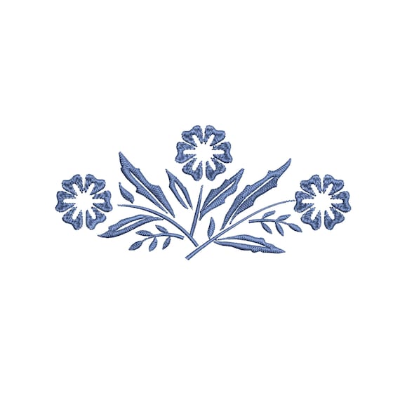 Pyrex Corningware Blue Cornflower Branch machine embroidery design, digital file - 7 sizes