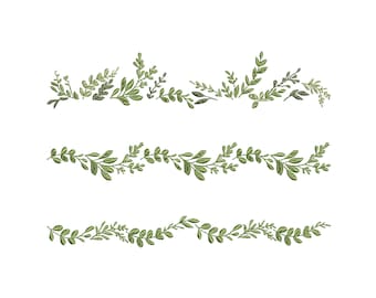 Eucalyptus Border machine embroidery design bundle, digital file - 7 sizes