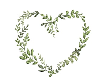 Eucalyptus Napkin Applique Heart Border machine embroidery design, digital file - 7 sizes