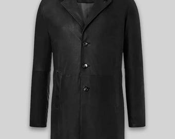Men's Napa Leather Trench Coat | Tailored Long Outerwear
