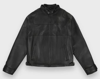 Avirex Inspired Black out Racing Leather Jacket