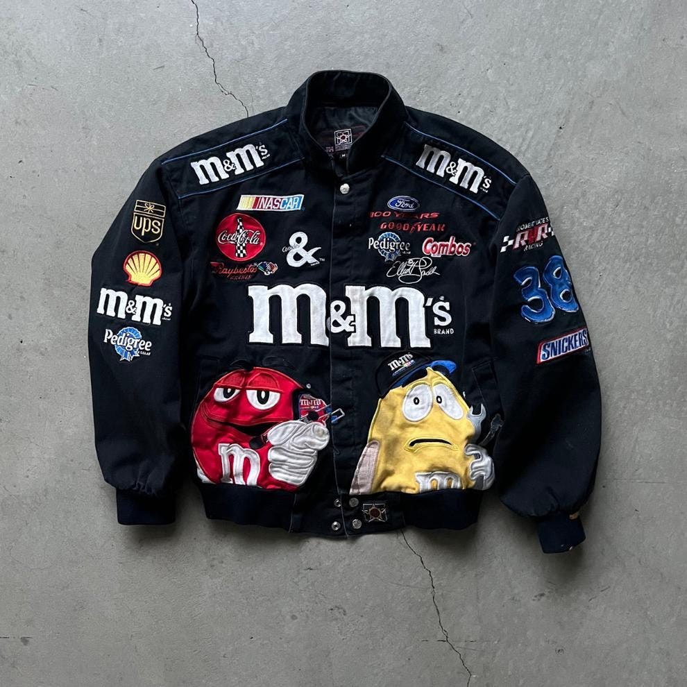 HASE M&Ms レーシングジャケット　ビンテージ　90's L 古着 00s USA製 「m&m's」 企業 刺しゅう レーシング ジャケット XL