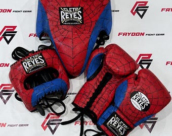 New Spider-Man Edition Printed Red/Blue Cleto Reyes Sparring Set - Gloves - Headgear - Groin Guard