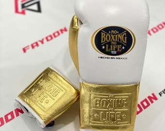 Luvas de boxe artesanais em couro, com cadarço para treino de sparring.