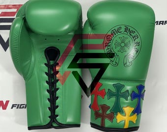Chrome Heart Boxing Gloves New Trending Cross Style Sparring Yellow Gym Leather Professional