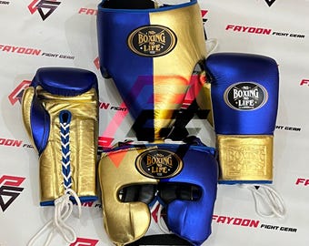 Trending Design No Boxing No Life Personalized Gloves Head & Groin Guard Full Sparring Kit