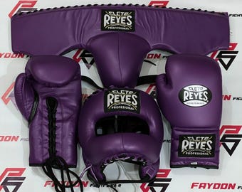 Customized Purple Cleto Reyes Sparring Set - Boxing Gloves - Groin Guard - Headgear