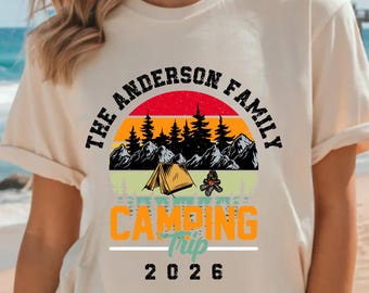 Custom Family Camping Shirt 2026, Personalized Camping Trip T-Shirt, Vintage Camp Clothes, Matching Family Vacation Tees