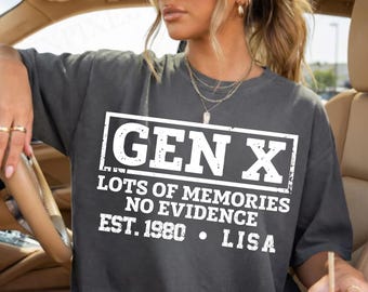 Personalized Gen X Funny Vintage Shirt, Lots of Memories No Evidence, Custom Name Year Tee, 80s 90s Humor Gift