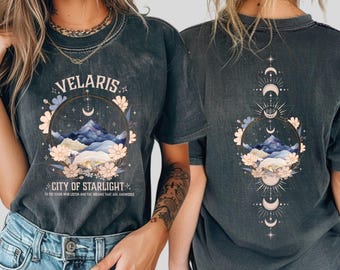 Velaris Floral Mountain Shirt, City of Starlight Tee, Celestial Fantasy Shirt, Book Lover Mystic Moon Tee