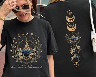 Velaris Mountain Crest Shirt, Celestial Fantasy Tee, Starlight City Shirt, Book Lover Gift, Mystic Moon Shirt