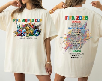 World Cup 2026 Host Cities Shirt, USA Canada Mexico Football Tee, World Cup 2026 Souvenir T-Shirt, Football Fan Gift