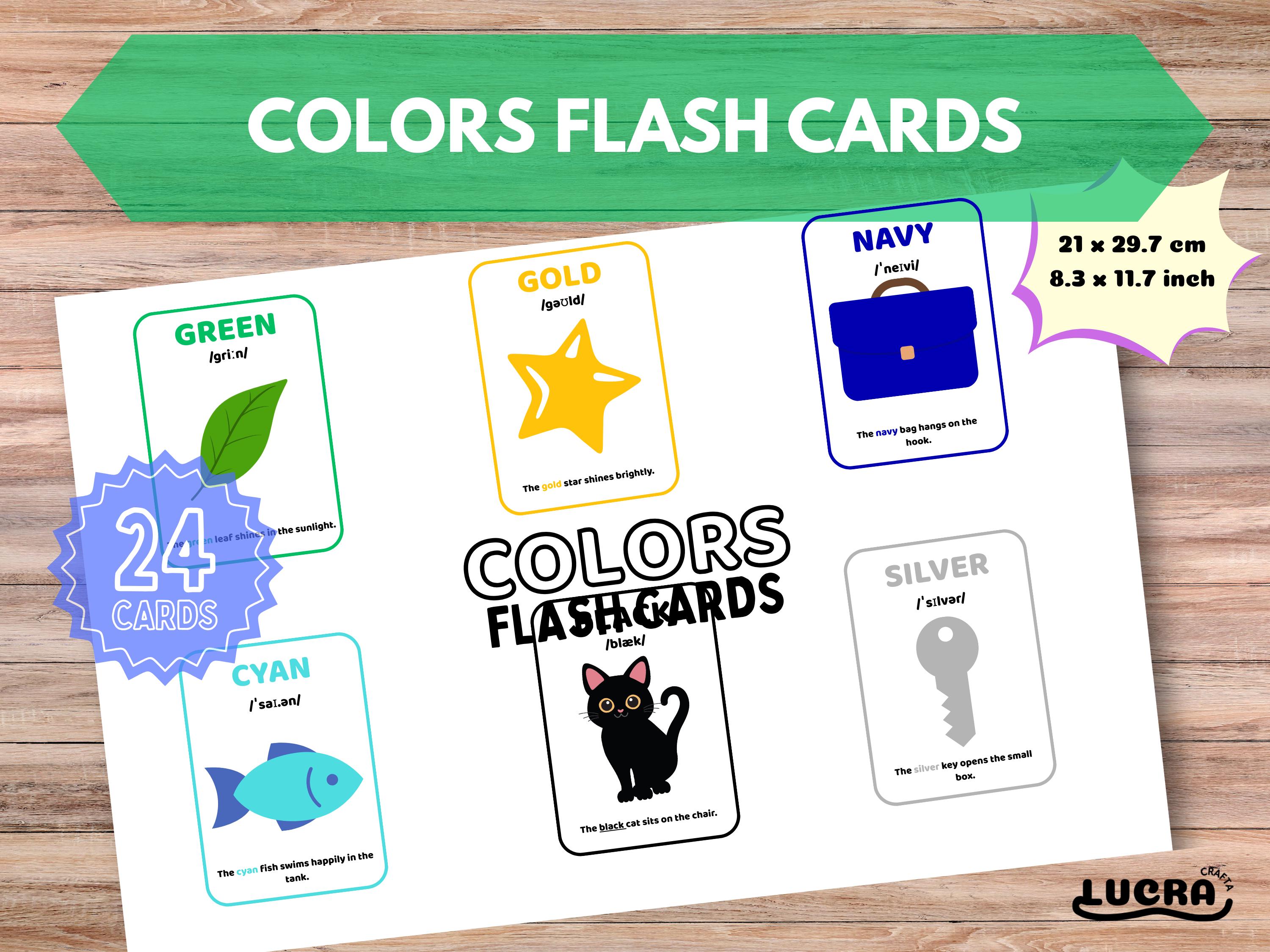24 Colors Flash Cards | Printable A4 Kids Learning Cards With ...