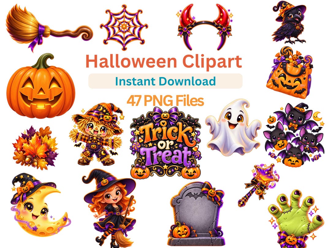Halloween Clipart Bundle Planner Stickers High resolution Printable Halloween Clipart Bundle Planner Stickers High resolution Printable