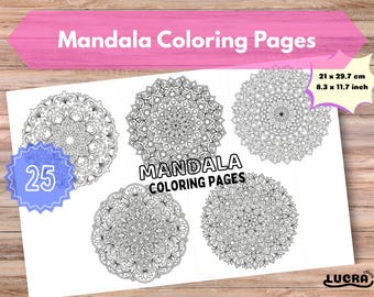 Mandala Coloring Pages, Adult Coloring Book for Relaxation, Intricate Mindfulness Art, Digital Download
