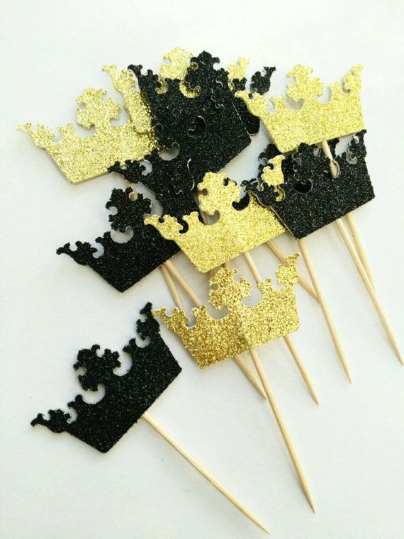 Royal cupcake toppers Golden crown cupcake toppers royal Etsy