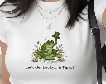 St. Patricks Day Shirt PNG Glücksfrosch Tipsy, Glückliches Mädchen Coquette St. Pattys Day T-Shirt 2026, Trendy Irish Green Beer Sublimation DTF Printable