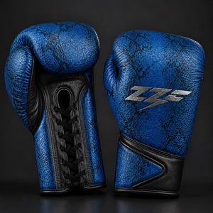 Guantes de boxeo de piel de serpiente azul / Guantes de entrenamiento de cuero genuino / Guantes de boxeo hechos a mano con relieve de pitón / Guantes de lucha personalizados / Sparring & P