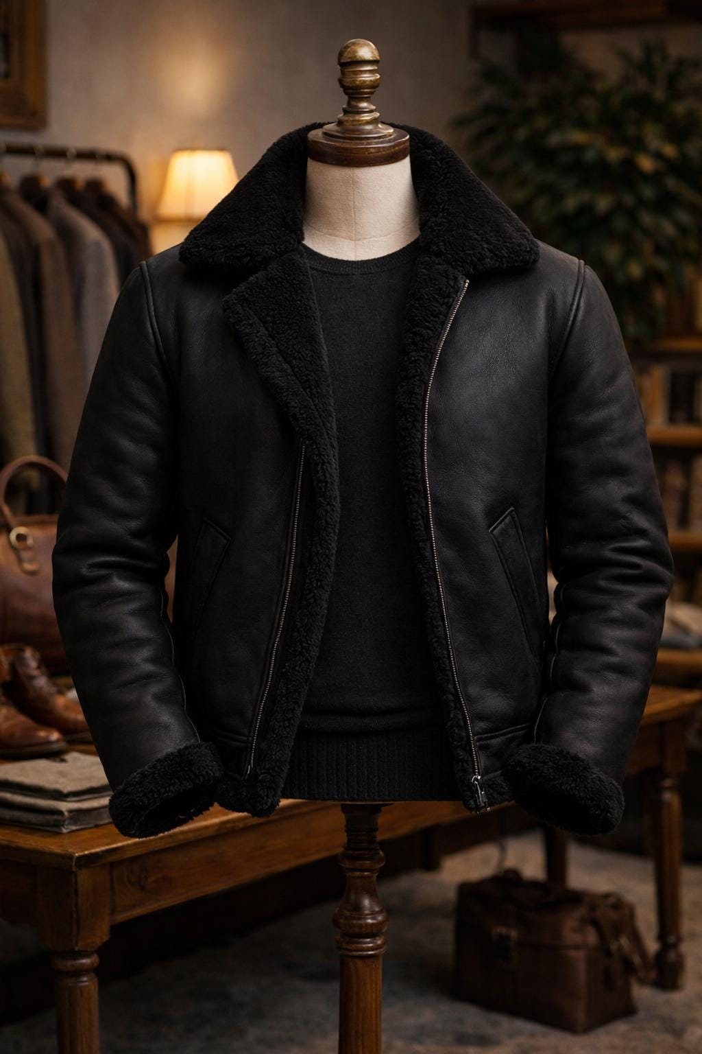 Veste Motard Homme En Cuir Nappa Et Peau D’agneau - Double Boutonnage Noir