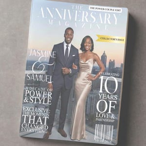 Custom Luxe Anniversary Magazine Cover Keepsake (Power Couple Edit) | (Requires Canva Pro)