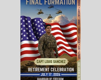 Army Retirement Welcome Sign | Custom Retirement Ceremony Poster | Veteran Tribute Display | Personalized Keepsake
