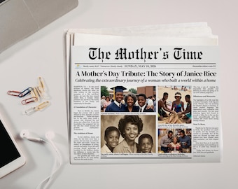 Custom Mother's Day Newspaper Tribute | Photo Collage or Single Photo Keepsake (Digital Download)