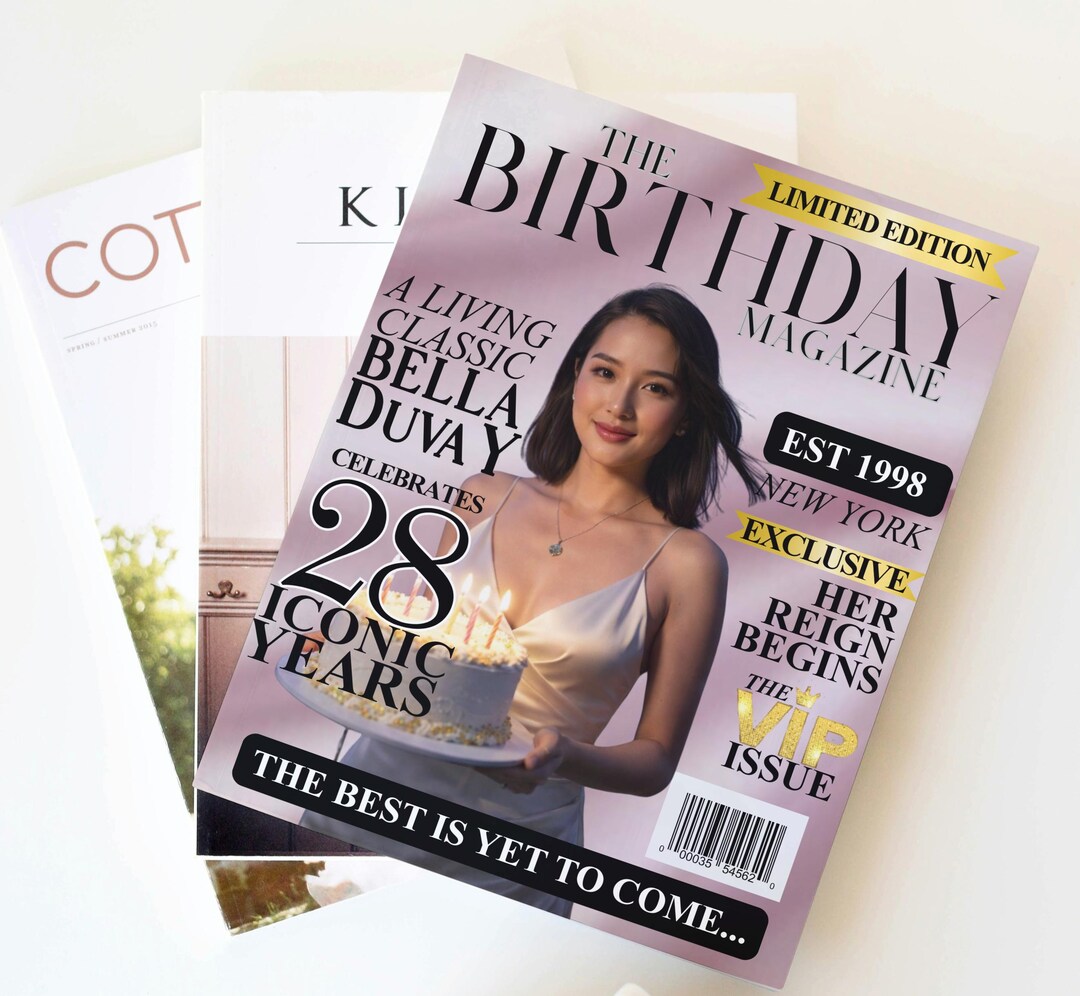 Magazine Card Custom Birthday Magazine Poster-vogue-inspired Digital Template - Etsy