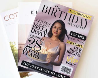Custom Birthday Magazine Poster-Vogue-Inspired Digital Template