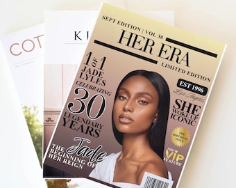 Custom Birthday Magazine Poster-Glamour-Inspired Digital Template