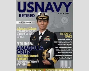 Military Retirement Magazine Cover | Commemorative Service Keepsake | Veteran Tribute | Navy Retirement