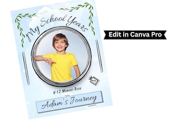 K-12 Memory Book (Boy Edition) Digital Download (Edit in Canva)