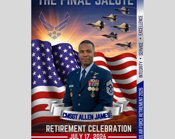 Air Force Retirement Welcome Sign | Custom Retirement Ceremony Poster | Veteran Tribute Display | Personalized Keepsake