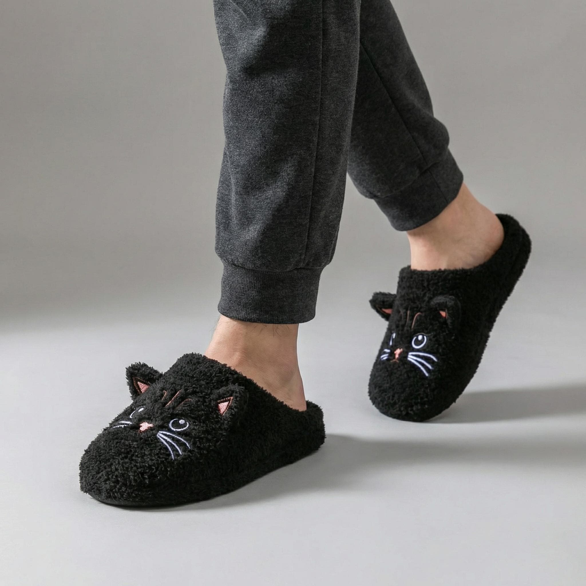 Pantofole 3D a forma di zampa di gatto, calde e soffici, per interni ed esterni, B kaki., 34.5 EU