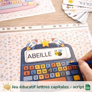 Atelier lecture Pâques – Mini ordinateur alphabet – Repérage des lettres – Mots en capitales / scriptes – Activité maternelle PDF à imprimer