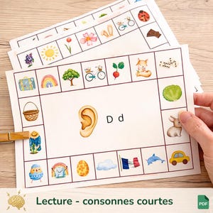 Schede con clip sonore, attività di fonetica per bambini, identificazione dei suoni nelle parole, gioco di lettura educativo per la scuola materna e la prima elementare (PDF stampabile)