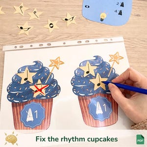 Printbaar ritmespel, muziekactiviteit voor kinderen, tellen van de maat, muziekworkshop, educatief materiaal (PDF)