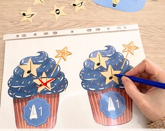 Printable musical rhythm game, children's music activity, counting beats, music education workshop, educational material (PDF)