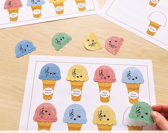 Printable Musical Game: The Ice Creams of the Intervals – Music Theory Workshop – Montessori Music PDF – Beginner & Musical Awakening - solfège