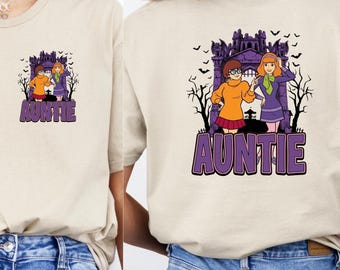 Auntie Shirt, Velma Daphne Halloween Tee, Retro Mystery Cartoon Graphic