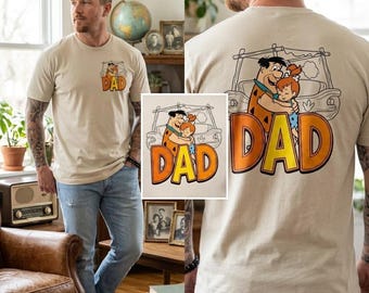Flintstones Dad Shirt, Fred Pebbles Graphic Tee, Retro Cartoon T-Shirt