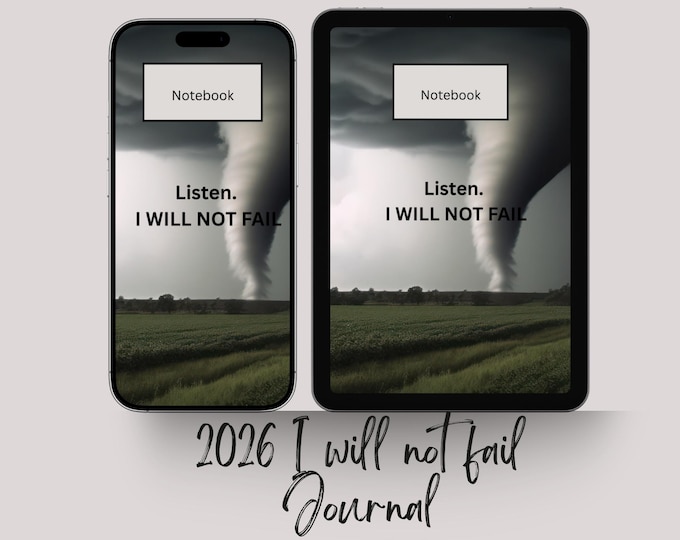 Digital Notebook I Will Not Fail, Reflection Journal,  Diary, Motivational Notebook for meditation
