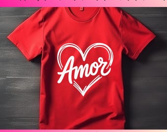 Amor SVG バンドル、スペイン語の愛の言葉、マルチカラーのバレンタインデー デザイン (デジタル ダウンロード)