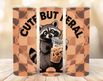おもしろアライグマのアイスコーヒー 20オンス タンブラーラップ、すぐにダウンロード可能（PDF パターン）