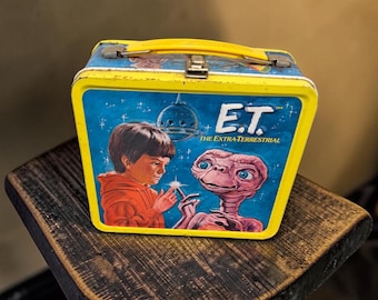 Vintage 1982 E.T. The Extra-Terrestrial Metal Lunch Box | Aladdin Brand | Retro Sci-Fi Movie Collectible | No Thermos