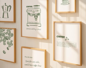 Minimalist Coffee Art Prints Set – Kitchen Cafe Wall Decor (Digital Download)