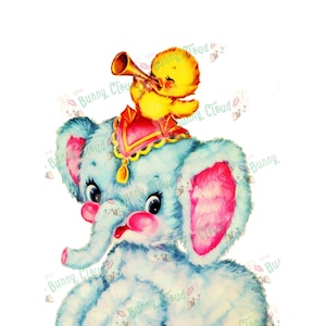 5x8,SO Fluffs Baby Elephant,Digital download,Elephant,Vintage greeting card,Printable,Cards,Scrapbooking, Vintage collage sheet
