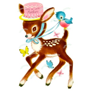 Muttertag, Karte, Printable, LARGE Vintage Digital Download, Bambi, Vintage Grußkarte, Karten, Scrapbooking, Vintage Collage Blatt