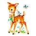 Vintage Digital download, Cute Bambi, Vintage greeting card, Printable, image, Cards, Scrapbooking, Vintage collage sheet 