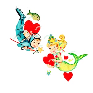 Festa della mamma, Biglietto, Stampabile, GRANDE download digitale vintage, Sirena, Biglietto d'auguri vintage, Cartoline, Scrapbooking, Foglio collage vintage